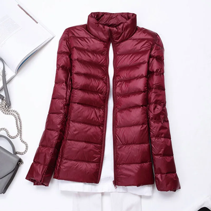 Women Autumn Down Jackets Stand Collar 2018 Spring Winter Female Casual Tops Outwear Light Thin Style Ladies Slim Duck Coats 3XL