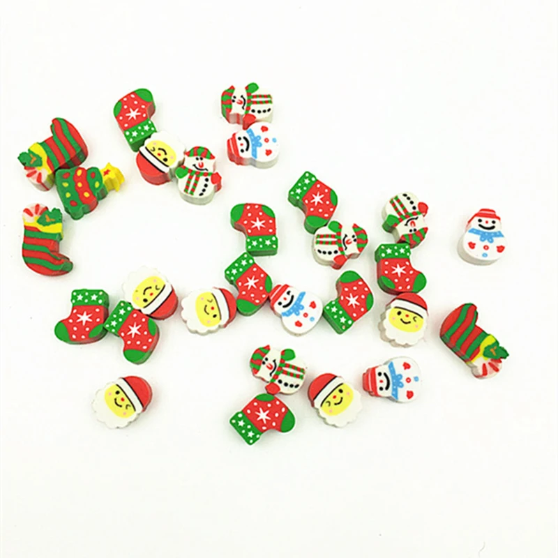 20Pcs/Pack 2018 New Christmas Gift Santa Tree Mini Gift Kawaii Christmas Tree Mini Eraser Gift For Kids Stationery Office School