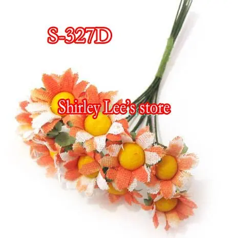 

Wholesale--144 BUNCHES=1440 Pretty Two-Tone Fabric Daisy Bunch IN Orange And White,Favour Box Decoration