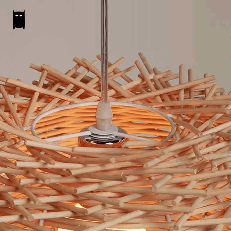 Wicker Vogelnest Pendelleuchte Leuchte Asien Rustikalen Japan Stil Hängenden Lampe Luminaria Design Indoor Hause Beleuchtung Esszimmer