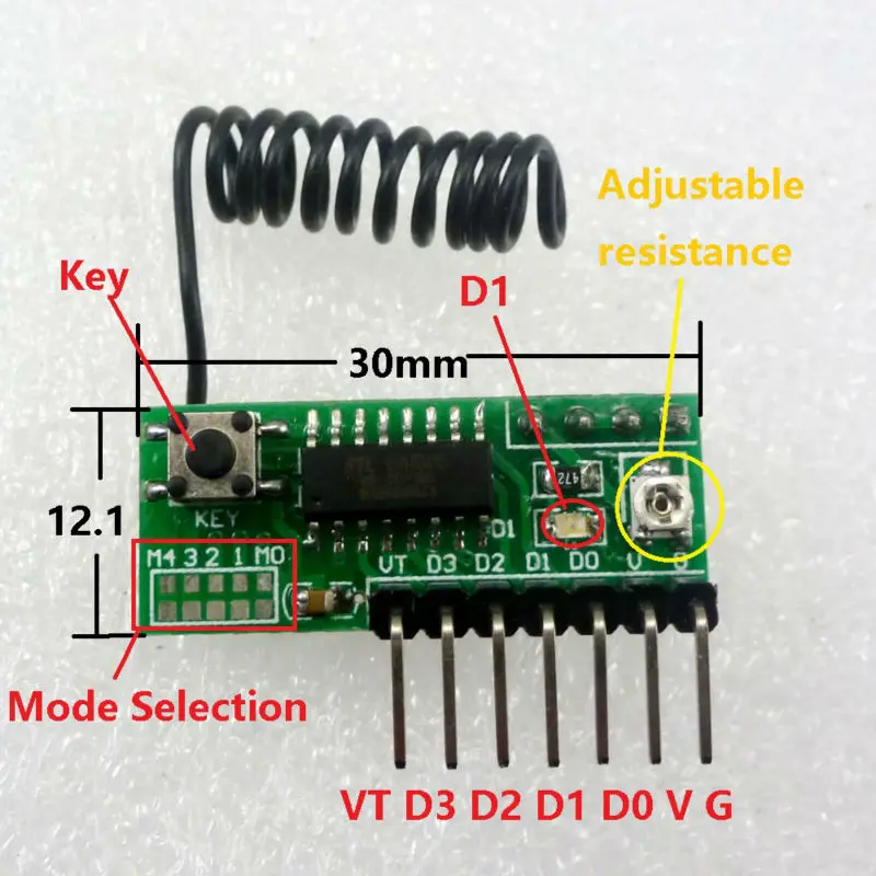 PT2262/PT2262/PT2260 433M Remote Control RF Wireless Delay Decoding Module For Toy Car Boat Remotely Piloted