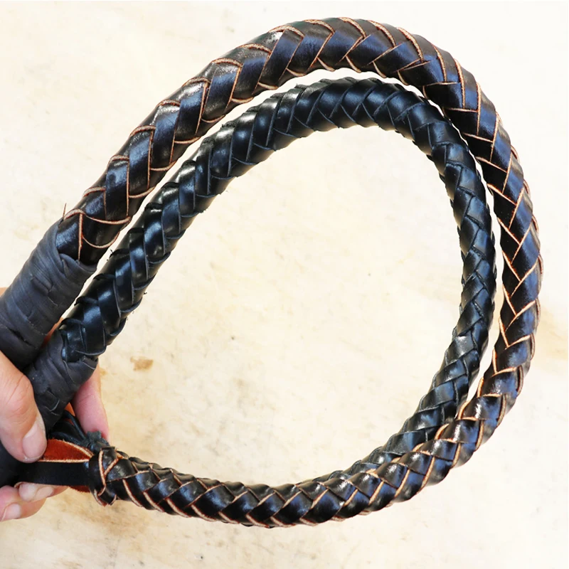 70CM 80CM Hand Made Braided Riding Whips Horse Riding Equipment Racing Bull Leather Wood handle Equestrian Horse Whip