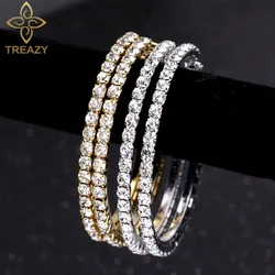 TREAZY Fashion Rhinestones Big Circle Earrings Gold Silver Color Crystal Hoop Earrings For Women Wedding Gift Boucles d'oreilles