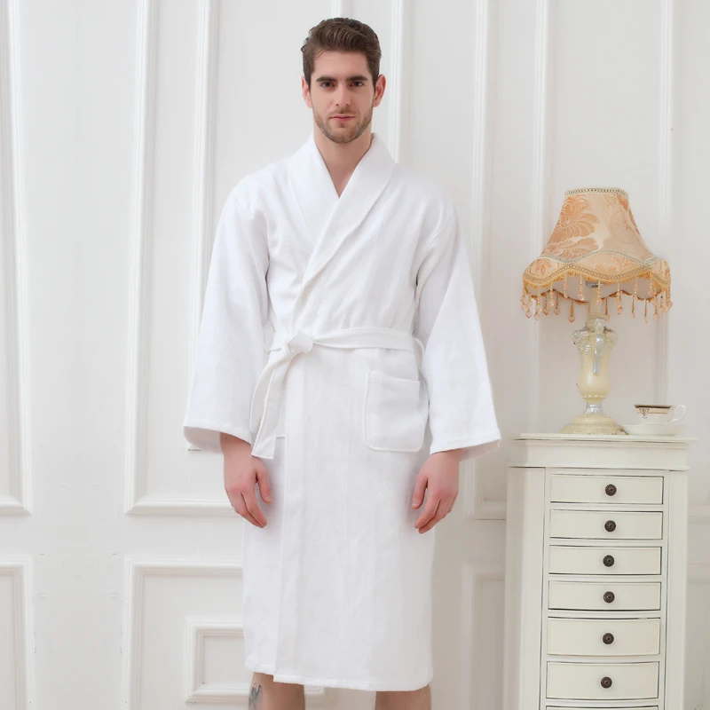 Cotton Men's Bathrobe Long Thick Kimono Robe Pajamas For Men Bathrobe Male Spa Night Dress Gown Hombre Sleepwear Bridesmaid robe