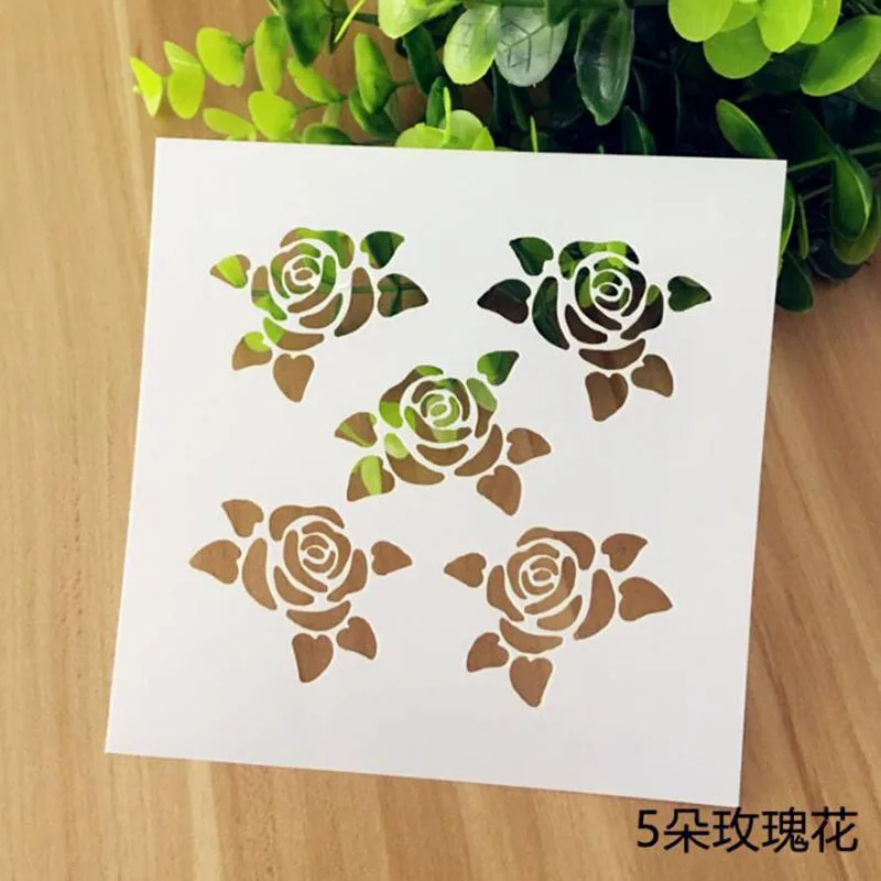 2pc Stencil Flower Rose Decor Craft Layering For Walls Scrapbooking Painting Template Stamps Album Decorative Embossing Reusable