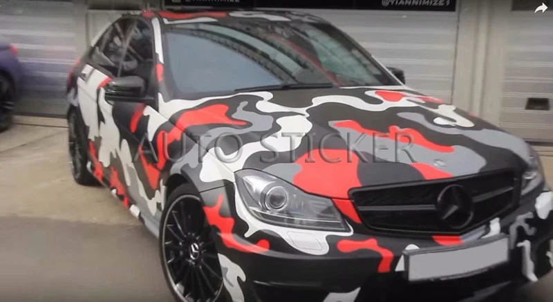 5/10/15/20/25/30m*1.52m Red Black White Big Camo Adhesive PVC Vinyl Film Car Wrap Racing Car Camo Sticker Vehicle DIY Decal