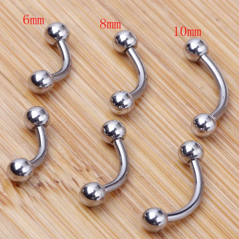 TIANCIFBYJS Eyebrow ring Fashion Body Piercing Jewelry 16G Bar 6mm 8mm 10mm 316L Stainless Steel curve Banana Nose Rings Tragus