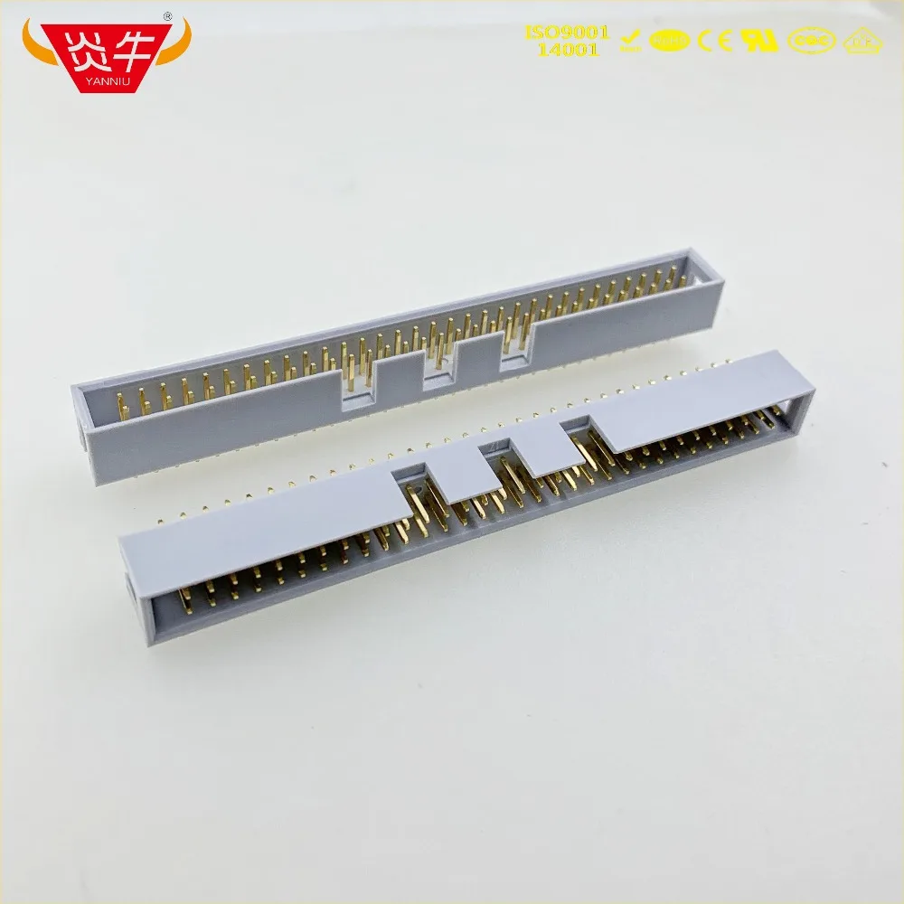 50Pcs DC3-64P GREY WHITE 64PIN IDC SOCKET BOX 2.54mm PITCH BOX HEADER STRAIGHT CONNECTOR CONTACT PART OF THE GOLD-PLATED YANNIU