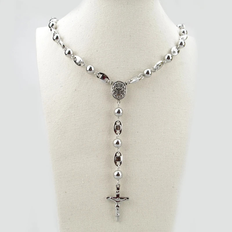 Heavy Catholic Jesus Cross Pendant Goddess Trendy Long Rosary Necklace For Mens&Women beads fashion Jewelry HZB021