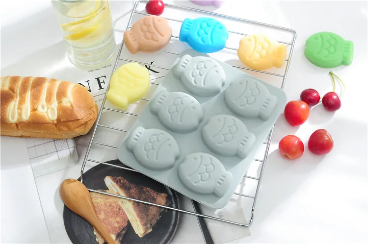 1PC 6 Even Cartoon Fish Series Silicone Cake Mold Baking Utensils Handmade Soap Mold OK 1051