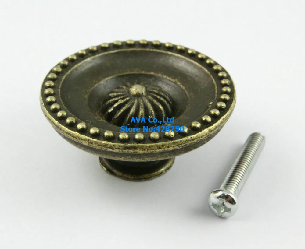 10 Pieces Antique Brass Furniture Handle Cabinet Knob Jewelry Box Handle Knob Drawer Pull / 37x17mm