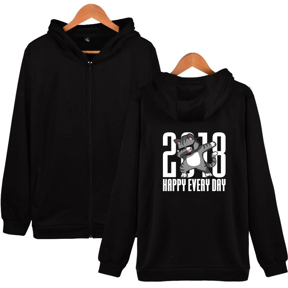 

Happy Every Day Funny Animal dabbing fashion Hoodie Sweatshirts casual long sleeve zipper men women hoodies jacket coat tops 4XL