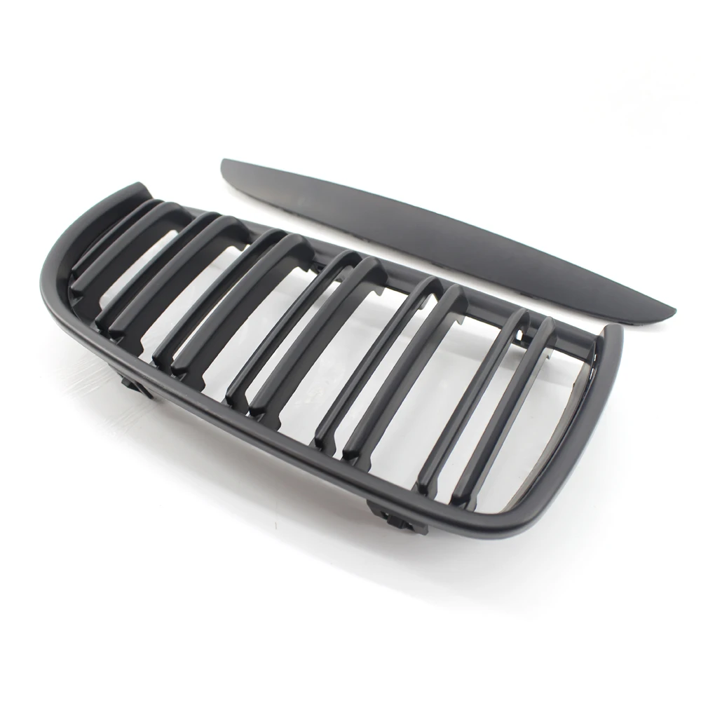 2Pcs/Set Front Grille Matte Black Dual Slat for BMW E90 2005-2008 06 07 Grill