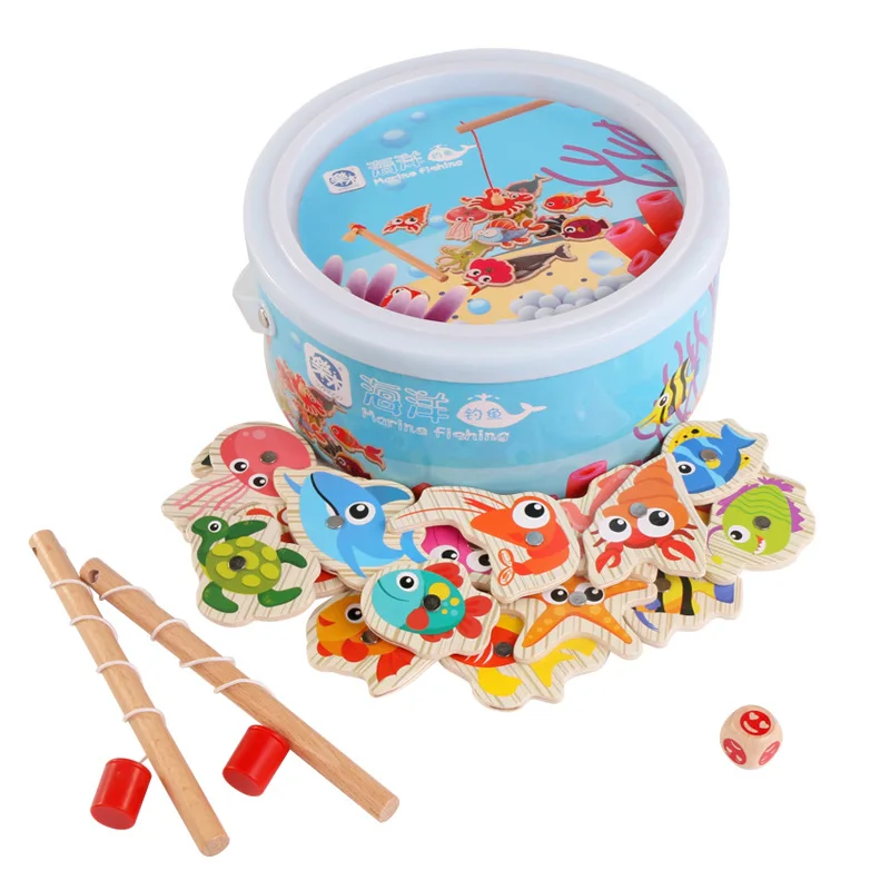 2018 New 20/60pcs Set Magnetic Fishing Toy Game Kids 2/3 Rod 3D Fish Baby Educational Toys Outdoor Fun Kids Toy