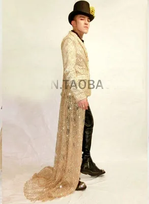 

new real men golden jacket with tail event/stage performance short tuxedo jacket/stage performance/ASIA SIZE/only jacket