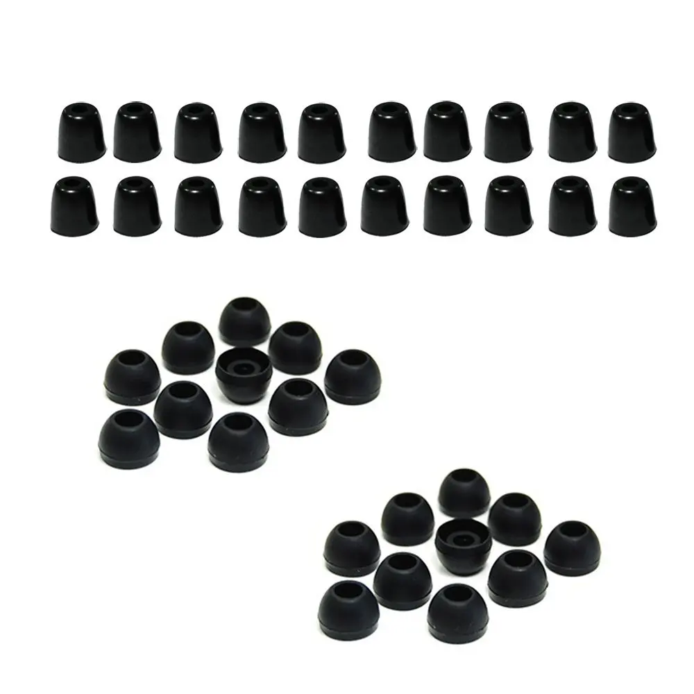 

10 Pairs Medium Black Color Silicone Replacement Ear Buds & Memory Foam Tips Eartips for in-ear earphones