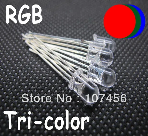 Fast shipping 10000PCS X 5mm 4 PIN Common Cathode RGB LED Water Clear Red/Green/Blue 5mm light-emitting diode