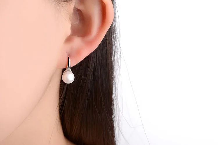 Women's 925 Sterling Silver Pearl Drop Earrings, Timeless Elegance