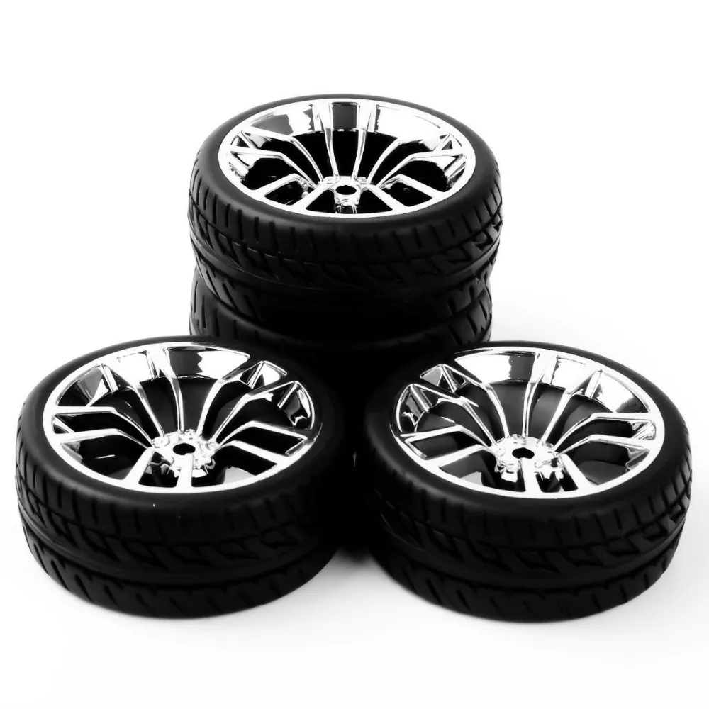 SBDC+PP0150 Rubber Tires and Wheel Rims with 12mm Hex fit HSP HPI 1/10 On-Road Racing Car Accessories