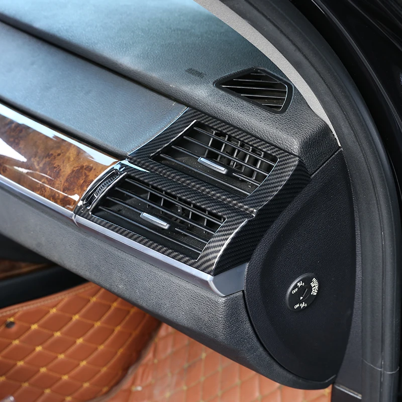 For BMW X5 X6 E70 E71 2008-2013 Car Accessories Carbon Fiber 2 Pcs ABS Car Front Side Air Conditioning Vent Frame Trim