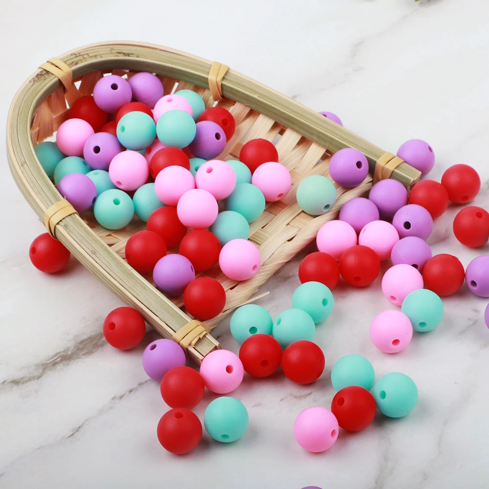 TYRY.HU 200PCS Silicone Beads 12mm Chew Teething Necklace Beads Food Grade Silicone Teething Beads BPA FREE