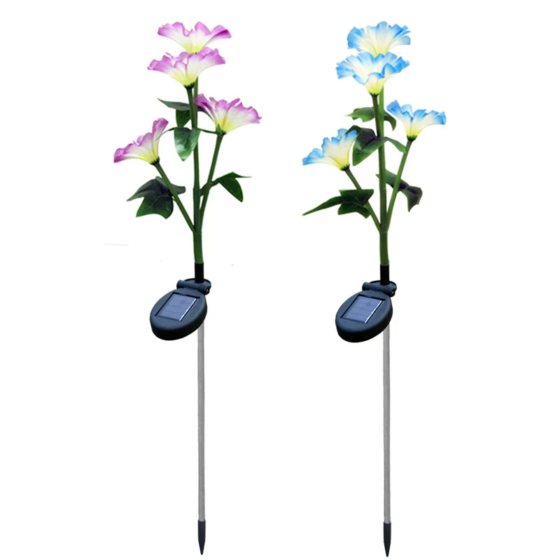 2 psc/set Colorful 4LED Solar Speaker Flower LED Solar Flower Decoration Lawn Light Artificial Lantern