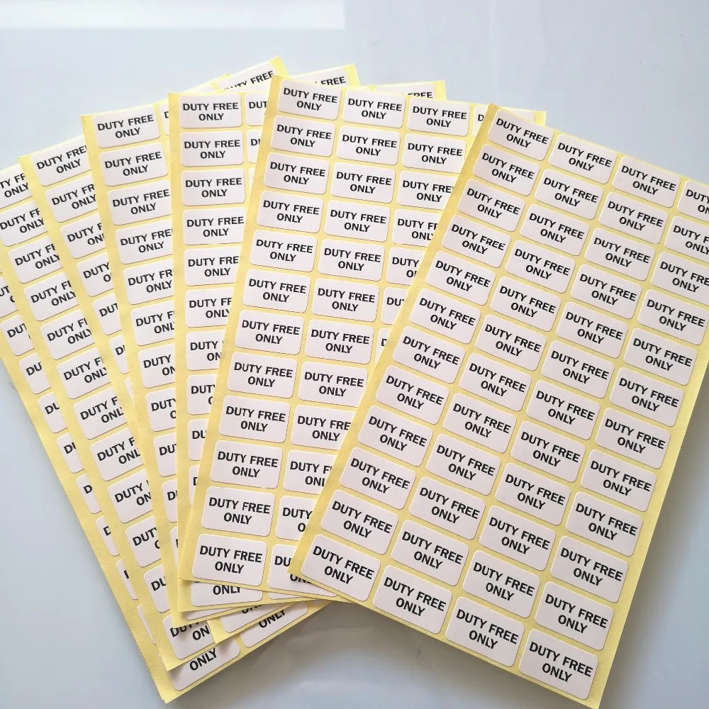 1200 Stück 25 x 15 mm NUR DUTY FREE Selbstklebender, glänzender Kunstdruckpapieraufkleber für Duty-Free-Store-Werbung, steuerfreie Einkaufsprodukte – Detail 1