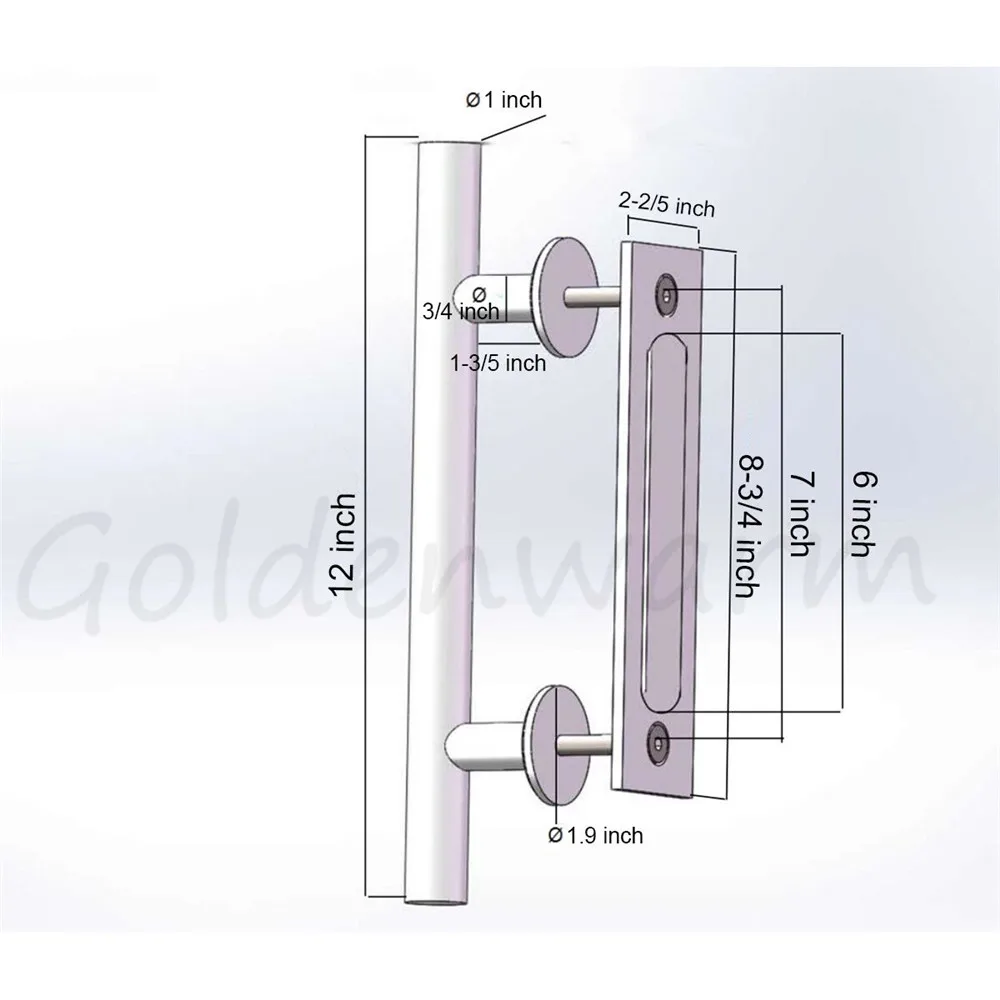 Goldenwarm 12 Inch Sliding Barn Door Handle and Flush Pull Set Furniture Hardware Handle Finger Pulls Stainless Steel 2 Pack