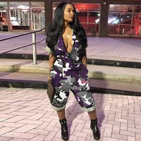Women Camouflage Jumpsuit Army Military Cargo Shorts Female Playsuit Print Rompers Zipper Streetwear Chic  One Piece Pants Jum - Image 3