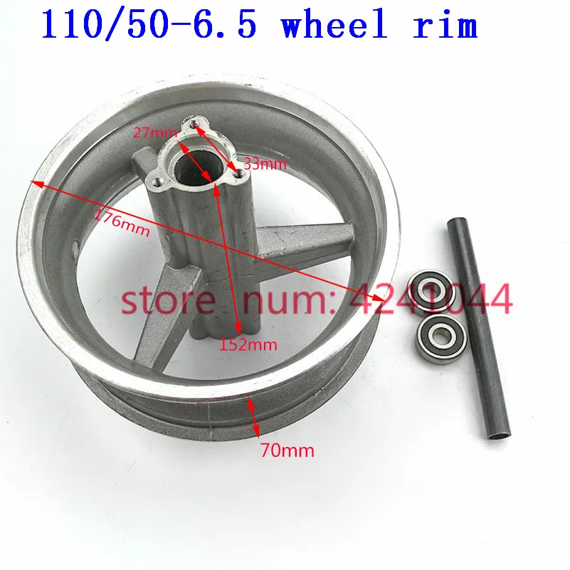 90/65-6.5 front or 110/50-6.5 rear Aluminum Wheel hub,Sprocket,Brake disc Axle bearing fits 49cc Mini Dirt Bike e Scooter Moto