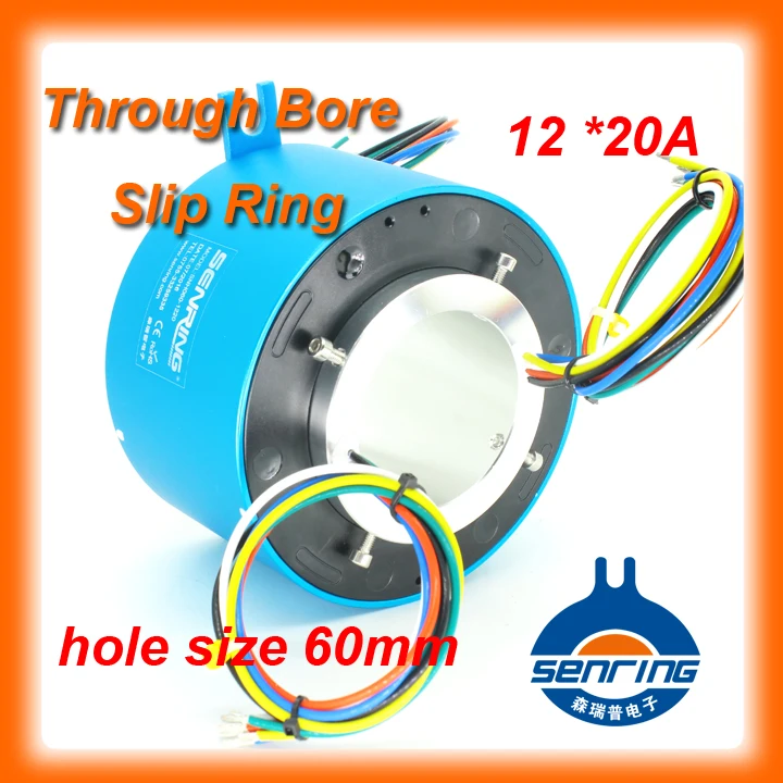 

Senring slip ring large current 20A , 12 wires of through bore slip ring with ID 60mm