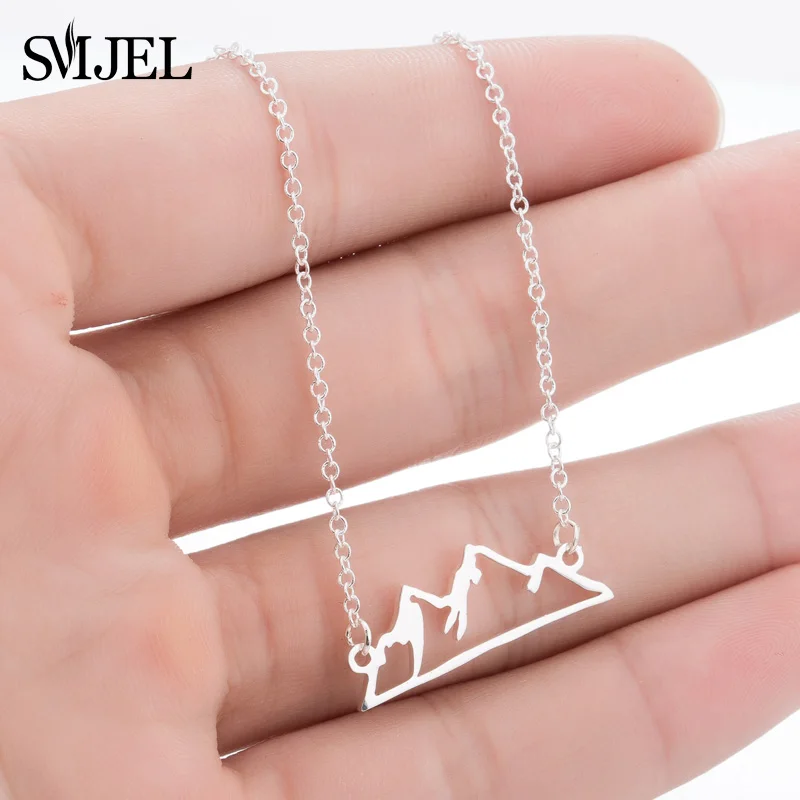 SMJEL Trendy Cute Animal Butterfly Necklaces & pendants Mountain Charm Geometric Necklaces for Women Jewelry collana