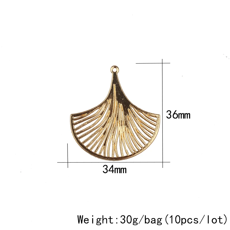 34mm 10pcs/lot Zinc Alloy Charms  Hollow Ginkgo Leaves Shape Charms For DIY Fashion Jewelry Making Finding Accessories