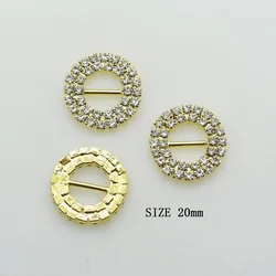 ZMASEY New Round Metal Buckles 20mm 10Pcs/Lot Crystal Decor Wedding fit ribbon and Shoe Belt Clothing Buckles Fitting