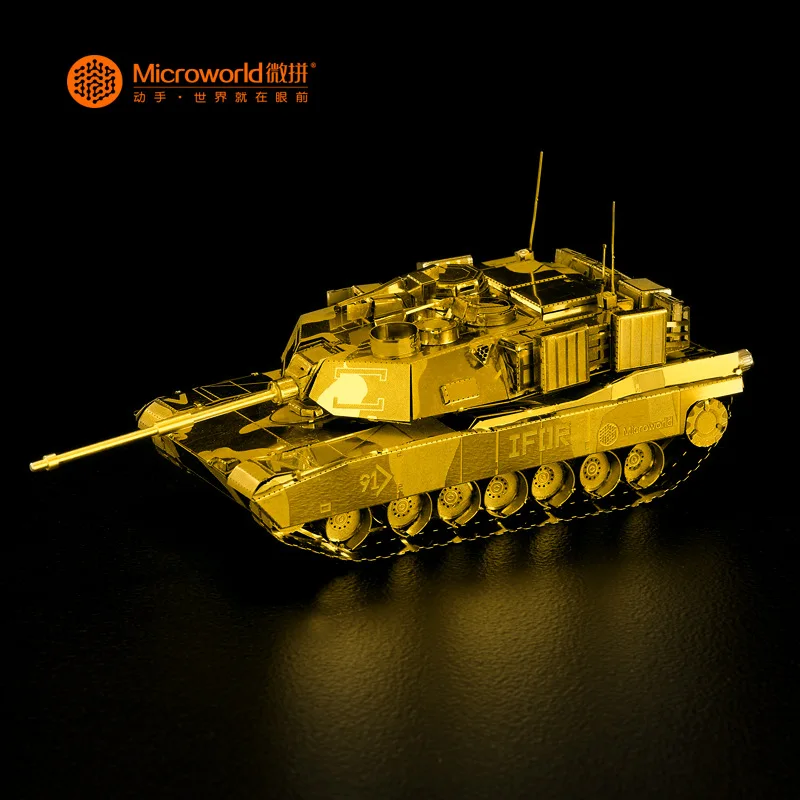 

Microworld 3D metal Models M1 Abrams Tank model DIY laser cutting Jigsaw puzzle tank model 3D metal Puzzle Toys for adult gifts