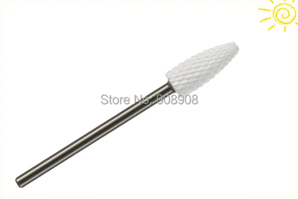 Free Shipping 1pc White Ceramic Nail Drill Bits Bullet Electric Manicure Pedicure Nail Art Salon Machine Accessories Tools