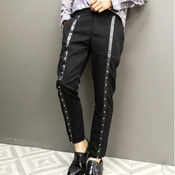 Hot 2025 New Men's Fashion Black Rivet Pencil Pants Men Hip Hop Jogger Pants Male Summer Trousers Tide Man Casual Sweatpants