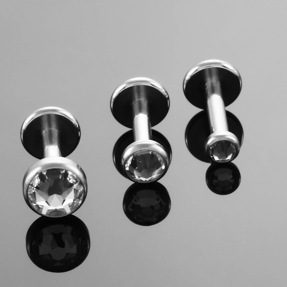 1PC 16G G23 Titanium Internally Threaded Gem Labret Lip Monroe Rings Earrings Stud CZ Cartilage Tragus Piercings Body Jewelry