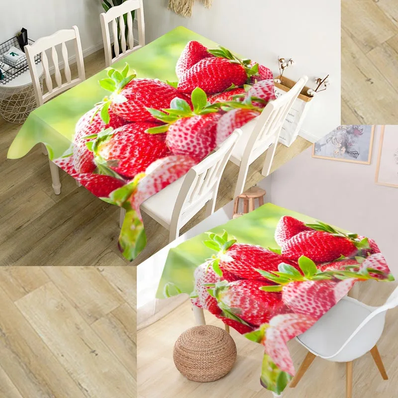 Strawberry TV Tablecloth Waterproof Oxford Fabric Square/Rectangular Tablecloth For Wedding Table Cloth Cover 140X250cm,90X90cm