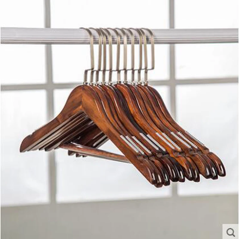 10Pcs Lot Vintage Non-slip Solid Wood Hanger  Traceless Clothes Hanger Wood Clothes Hanger