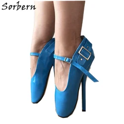 Sorbern SM Mary Janes Pump Heeled Ballet Shoes Women Stilettos Buckles Unisex Fetish Shoes Tiptoe Shoe Custom Colors