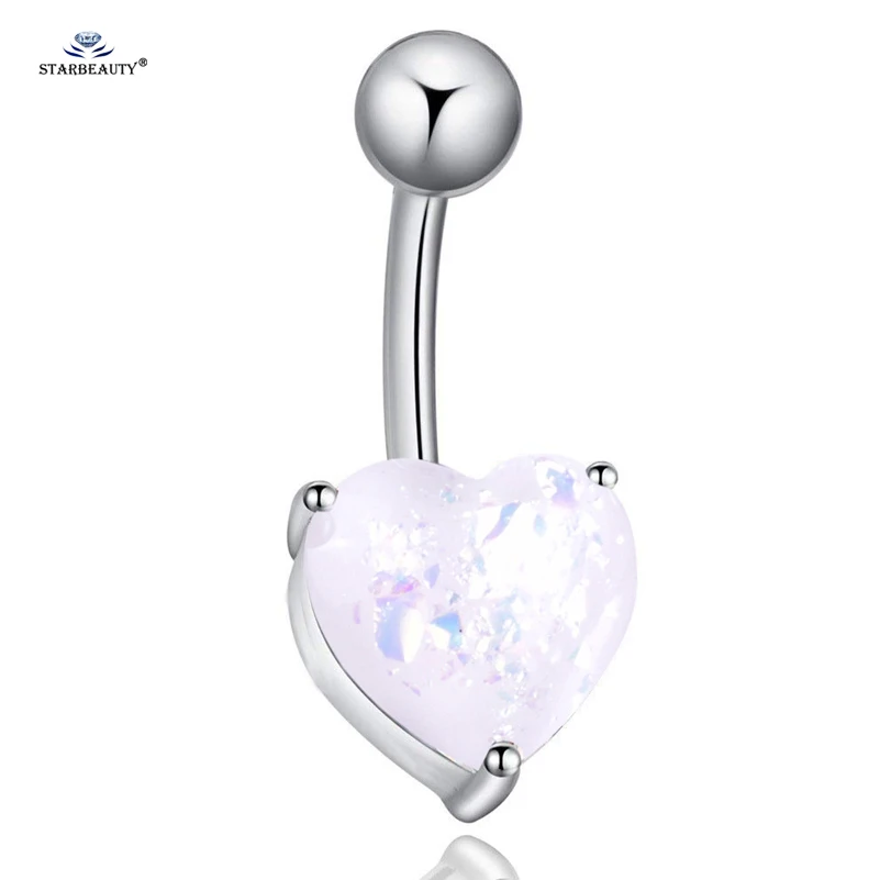 1 قطعة الأبيض مثير بيجو القلب البطن ثقب Nombril أوبال البطن زر خواتم السرة ثقب Ombligo الرقص pirting القرط مجوهرات