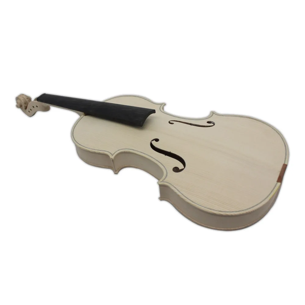 Unfinished White Violin, Natural Dried Maple Back, Spruce Top, Handmade DIY Violin, Full Size, Factory, in Stock, 10 Years