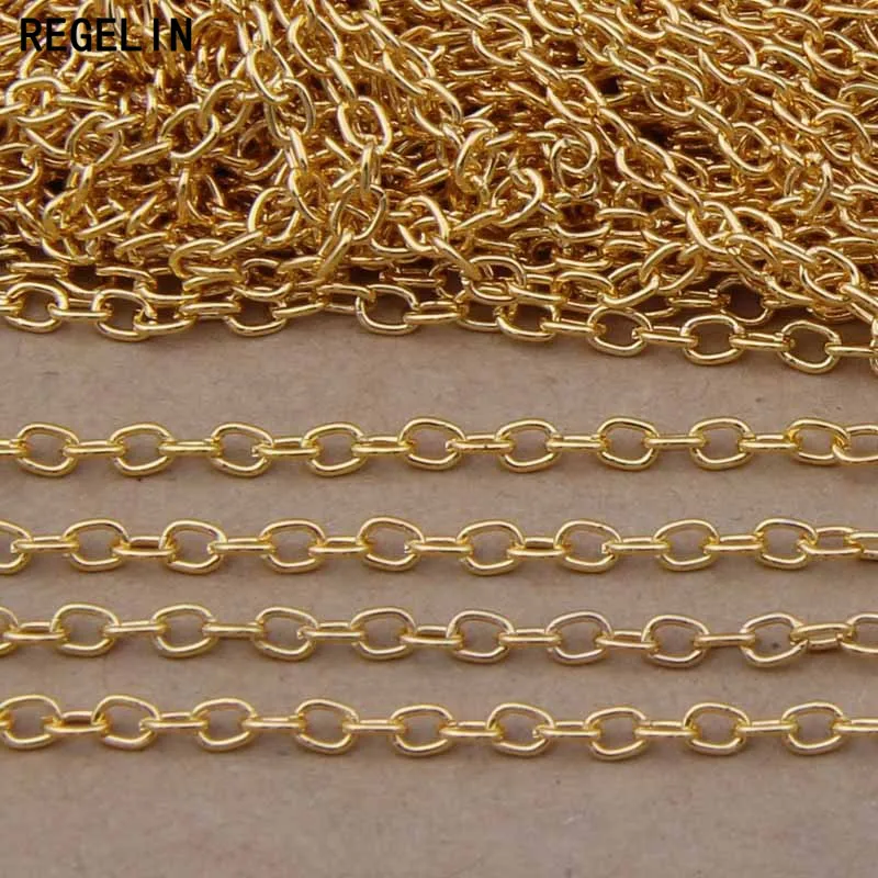 REGELIN antique bronze/gold/silver jewelry Chains 5meter/lot 2x3/2.5x3.5mm/3x4mm fashion jewelry Diy jewelry accessories