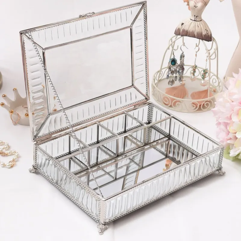 

European Glass Jewelry Box Necklace Bracelet Earrings Ring Earrings Storage Box High Grade Jewelry Jewelry Display Box