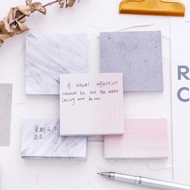 The Color of Marble Notepad Self-Adhesive Memo Pad Sticky Paper Notes Bookmark School Office Stationery Supplies