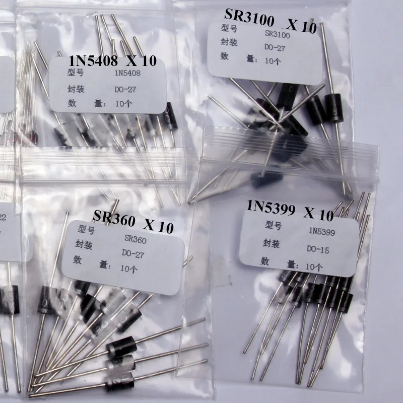 Glyduino 100PCS/Lot Commonly Used 1n4148/1n4007/FR107/5819/5408/5822 Diode Assorted Kit for Arduino DIY