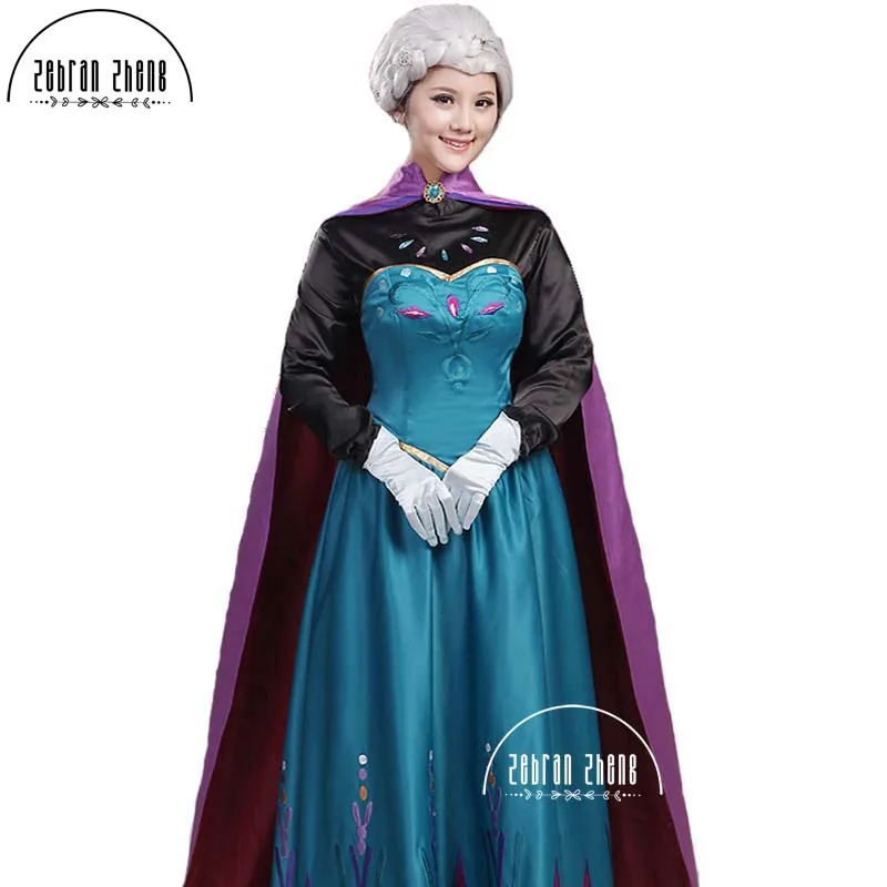 Top Quality Queen Elsa Cosplay Costume Dress Halloween Costumes For Adult Women Fantasy Dress Custom Made