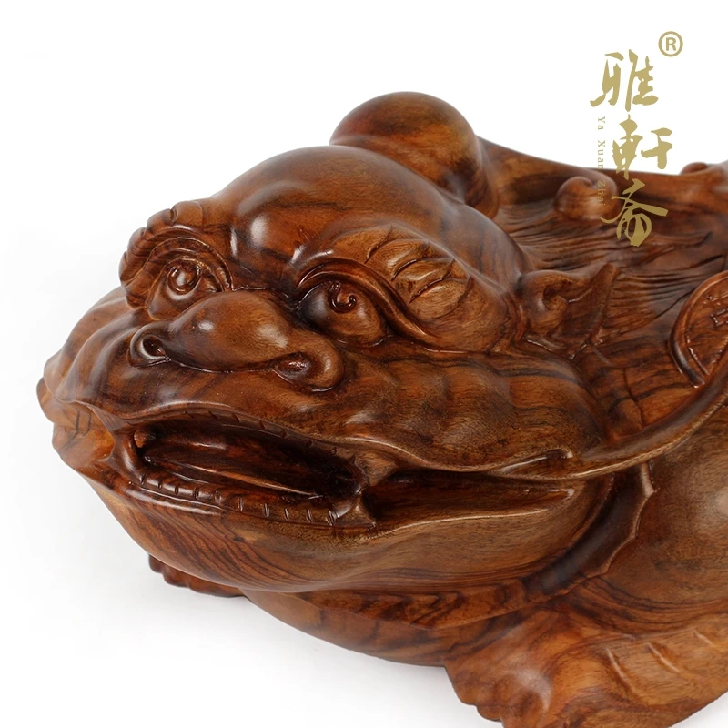 Dongyang wood carving crafts mahogany Zhaocai of solid wood decoration Feng Shui brave animal recruit peace zone