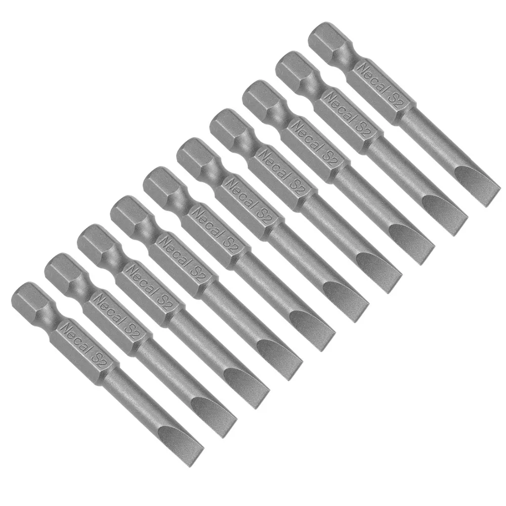 Uxcell 10 Pcs 5 Millimetri Intaglio Punta Magnetica Cacciavite a Testa Piatta Bit, 1/4 Pollici Hex Shank 2-Pollici di Lunghezza S2 Strumento di